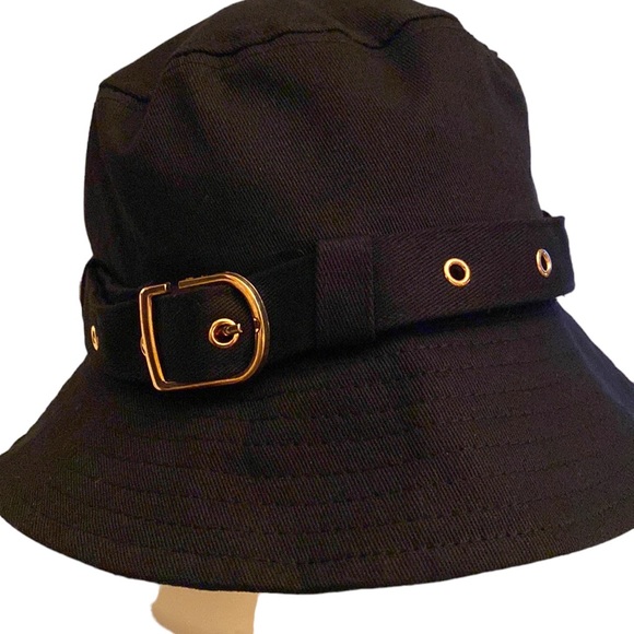 Bucket Hat W/Buckle Detail Cargo Foldable Fashion Solid Color Black Fall Winter - Picture 10 of 10